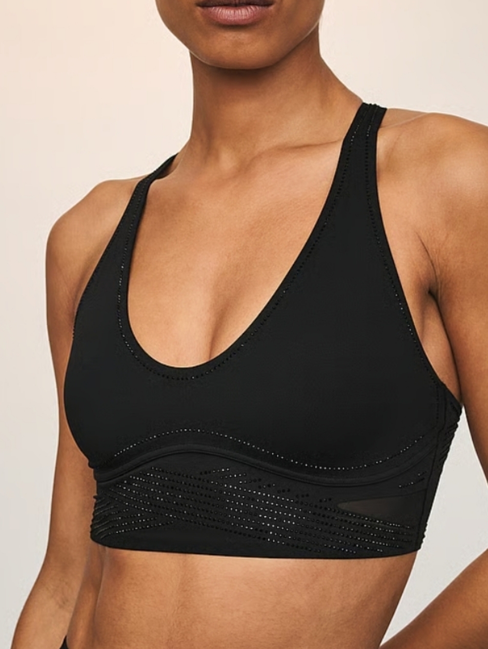 Victoria’s Secret VSX Elevate Diamanté Flex Contours Plunge Sports Bra Black Med